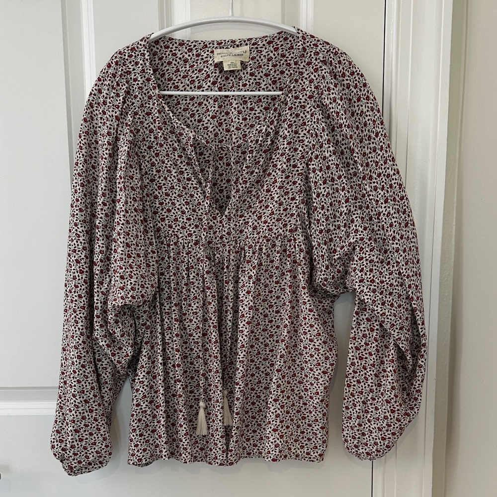 Ralph Lauren Denim & Supply Red and White Floral Blouse